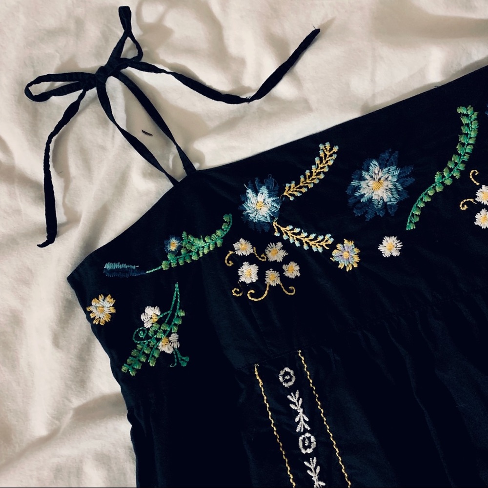 Black floral blouse